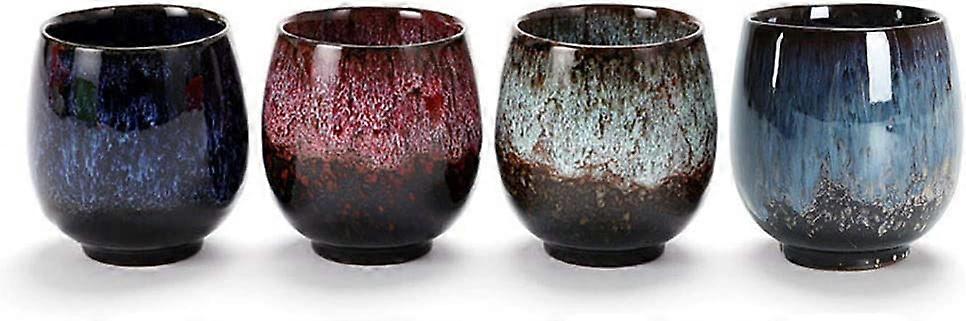 Jianzhan kerámia teáscsésze, Kung Fu teáskészlet, kávéscsészeYerba Mate szett - Kerámia Mate Cup4 db-os készlet (4 színben)