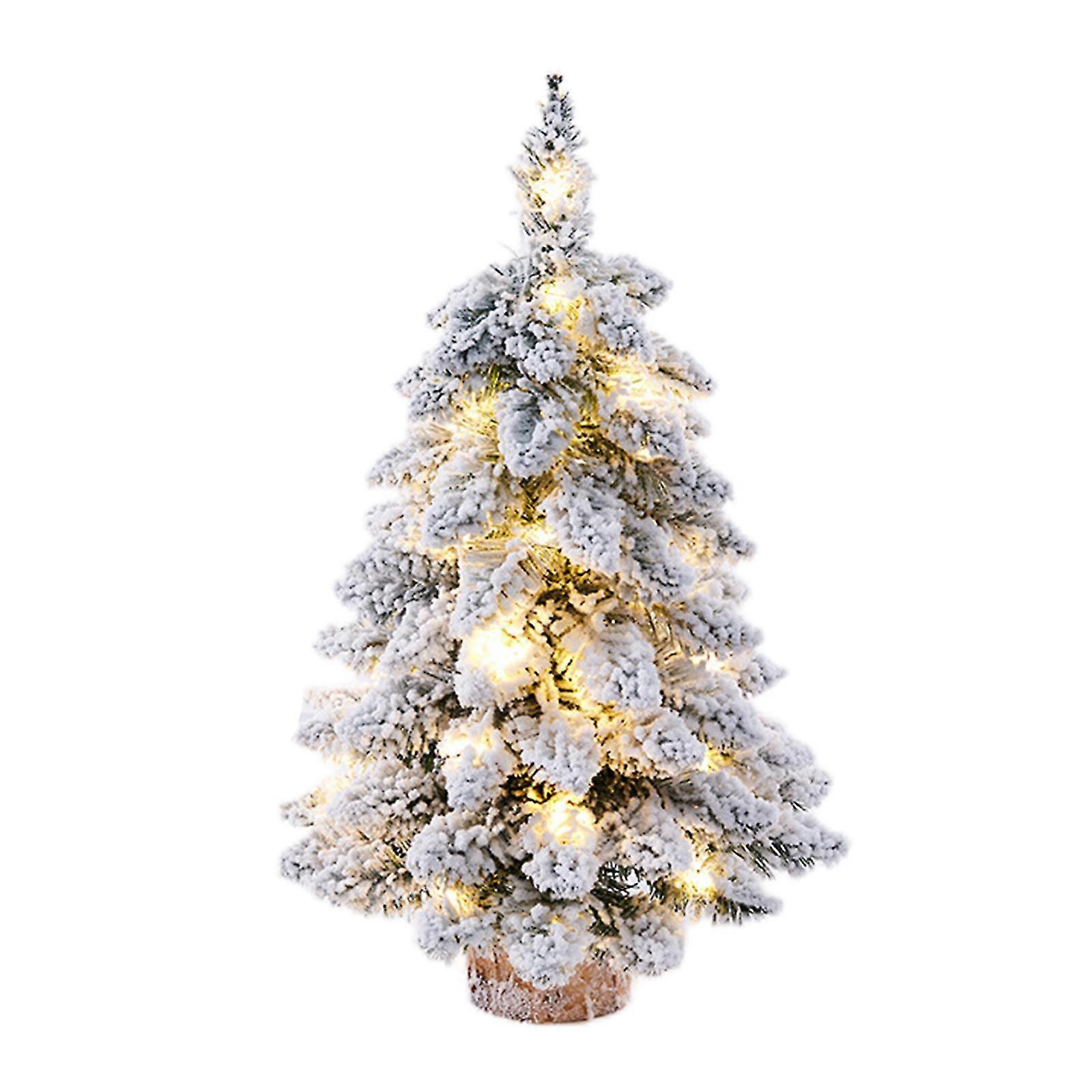 Tabletop Christmas Tree Snow Flocked Christmas Tree With Led Lights-MXBC
