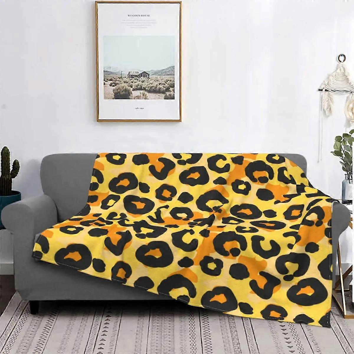 Leopard print blanket Brown cheetah print flannel blanket Animal fur spot print blanket Design 229