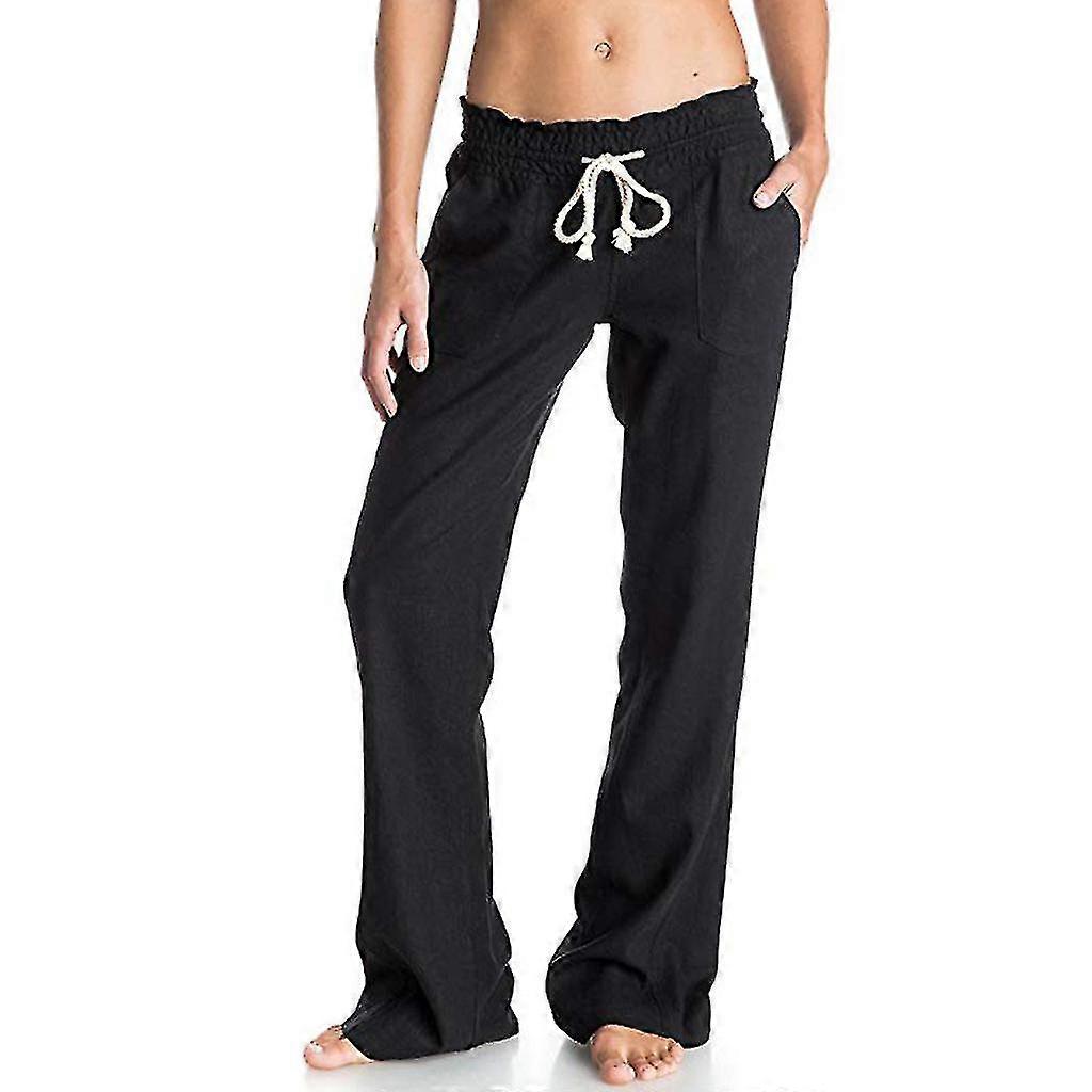 Pantalon de plage en coton et lin pour femme
