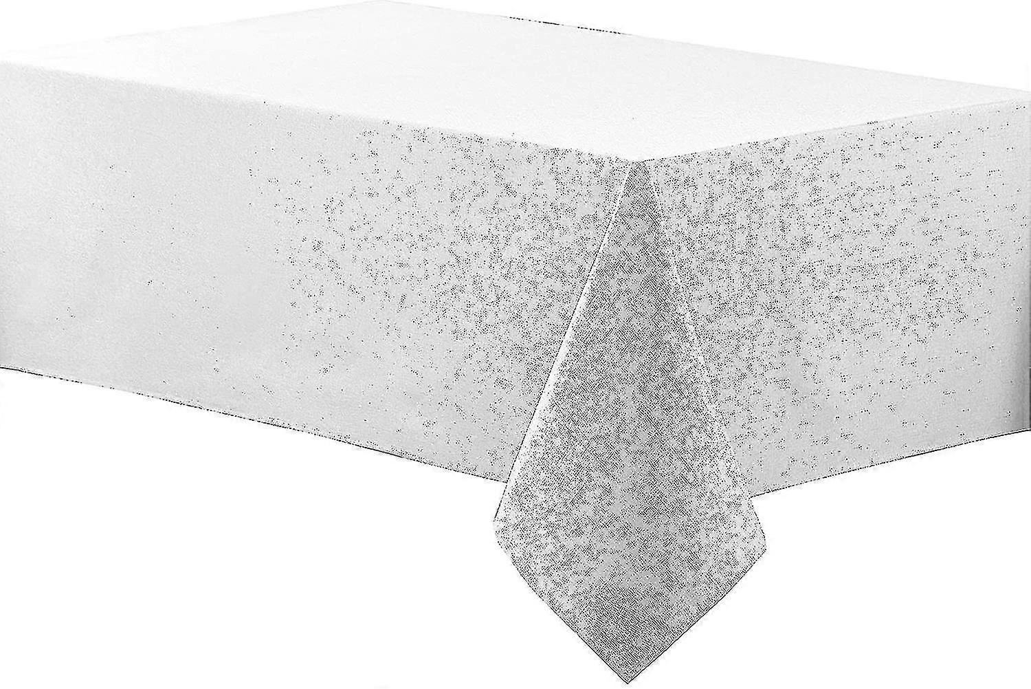 130x220cm Linen Look Waterproof Rectangular Polyester Tablecloth Wrinkle Stain Resistant Table Cover Protector \u2 3 White