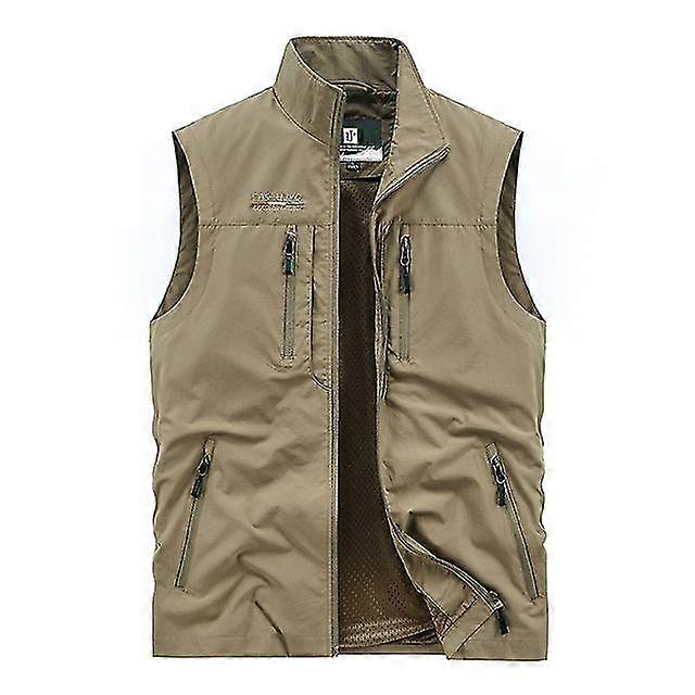 Menleisure Vest Jacket Solid Color Tooling Style Wwaistcoat Thin Fishing Hiking Multi-pocket Casual Loose Vest For Men