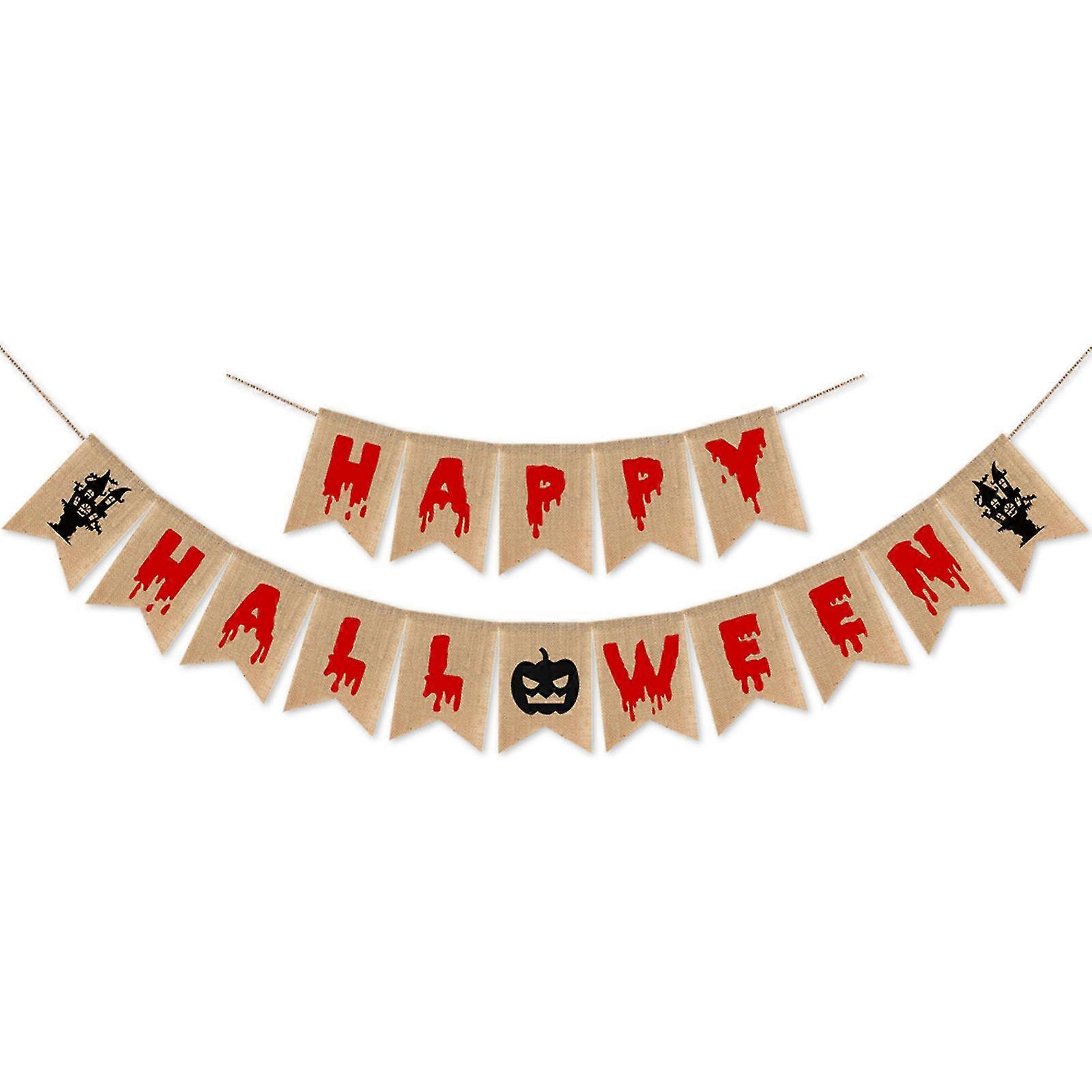 1set Hanging For Banner Happy Halloween Shield Halloween Burlap For Banner Holid