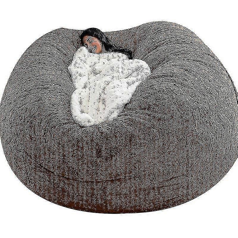 Lazy Sofa Bean Bag Pelliccia artificiale Bean Bag Bean Sofa (escluso il riempitivo)-135 cm * 65 cm-marrone