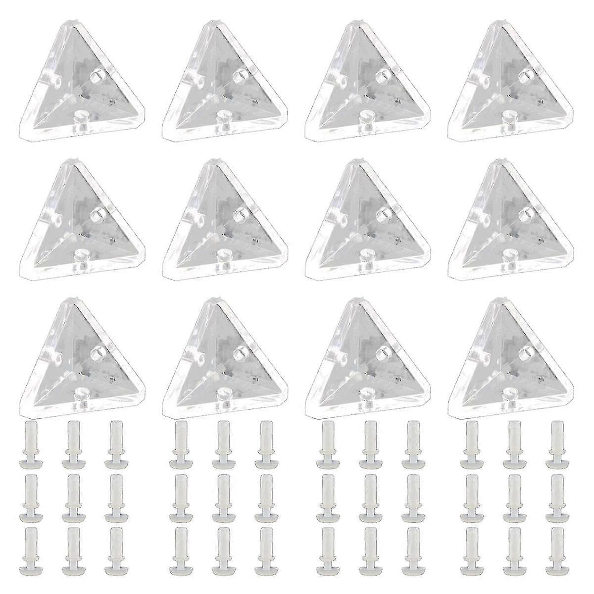 12pcs Acrylic Brackets With Semitransparent Screws Clear 3-hole Right Joint Brace Brackets