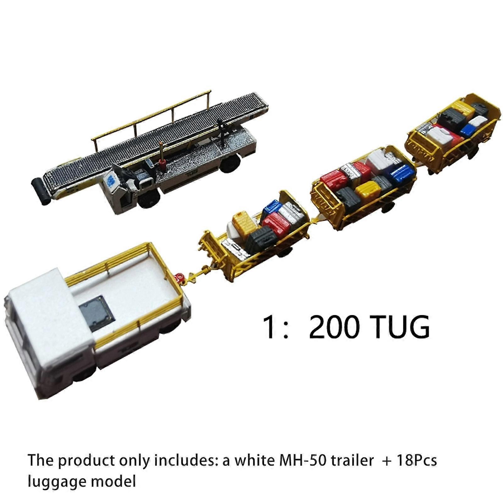 1:200 Scale MH-50 Trailer Model with Luggage Set - Airport Ground Handling Car Display js