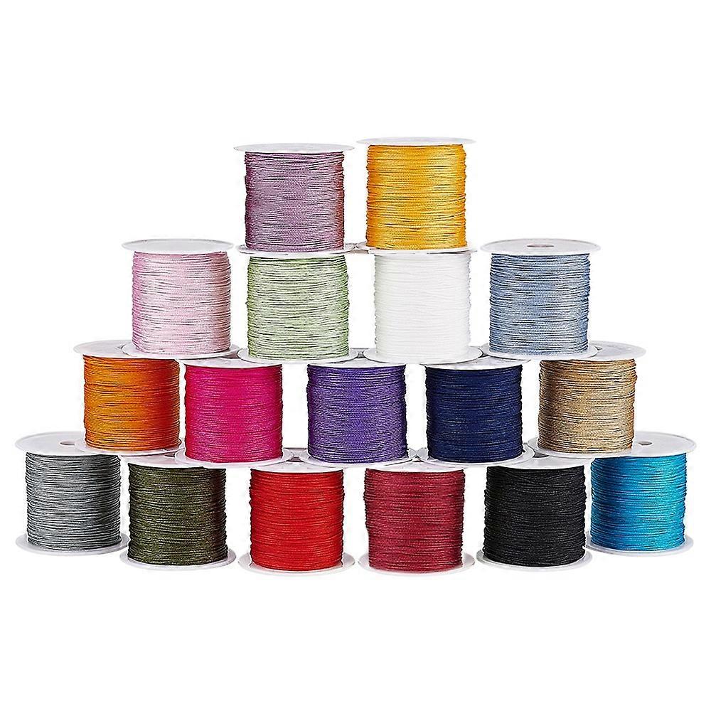17rolls 17 colors Cotton Thread Chinese Knotting Cord for Woven Bracelet Necklace Making Mixed Color 0.6mm about 21.87 Yards(20m)/Roll 1 roll/color