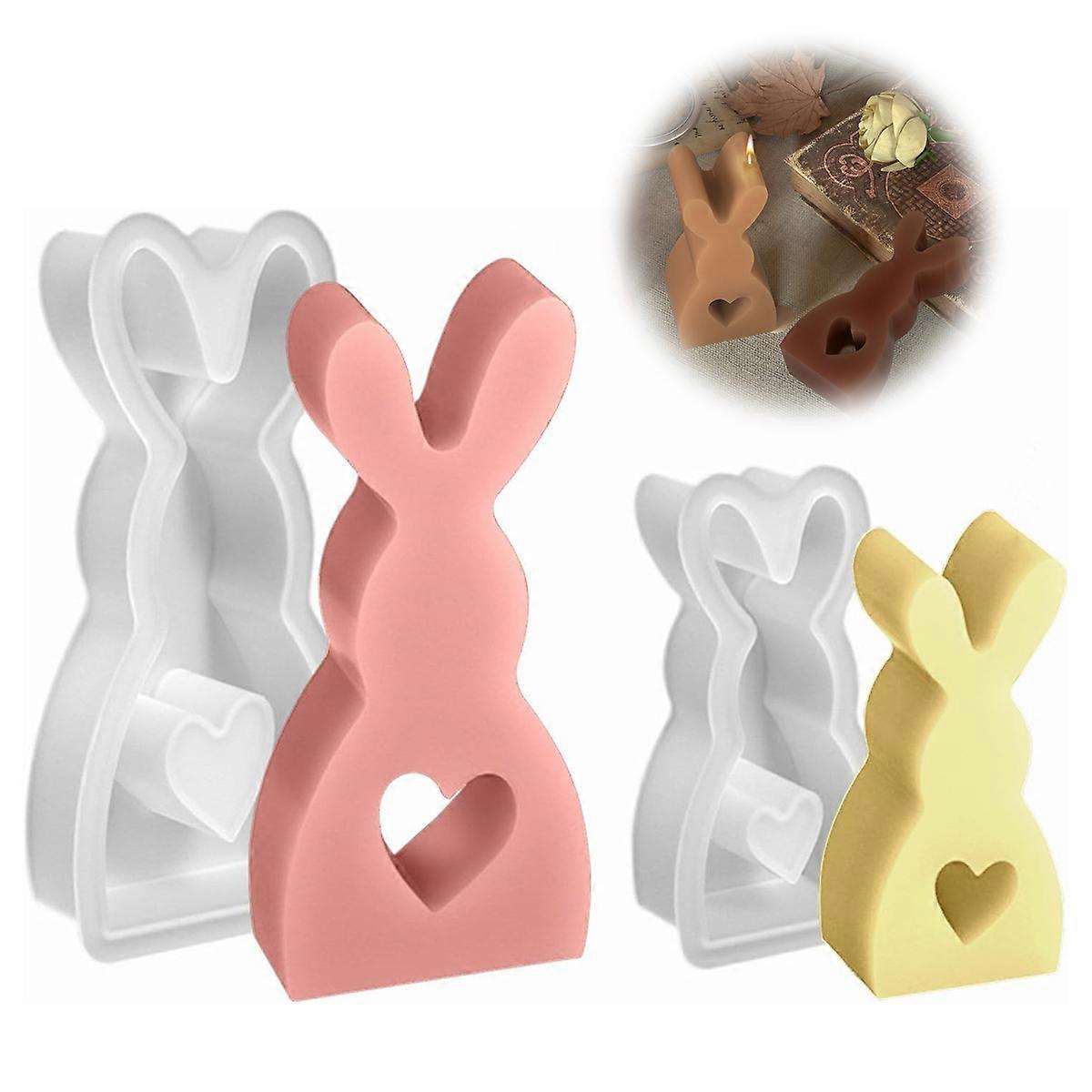 2Pcs Easter Rabbit Silicone Molds Casting Molds, Easter Rabbit Casting Mold, Rabbit Candle Casting Molds, Diy Easter Bunny Silicone Mold For Plaster, 