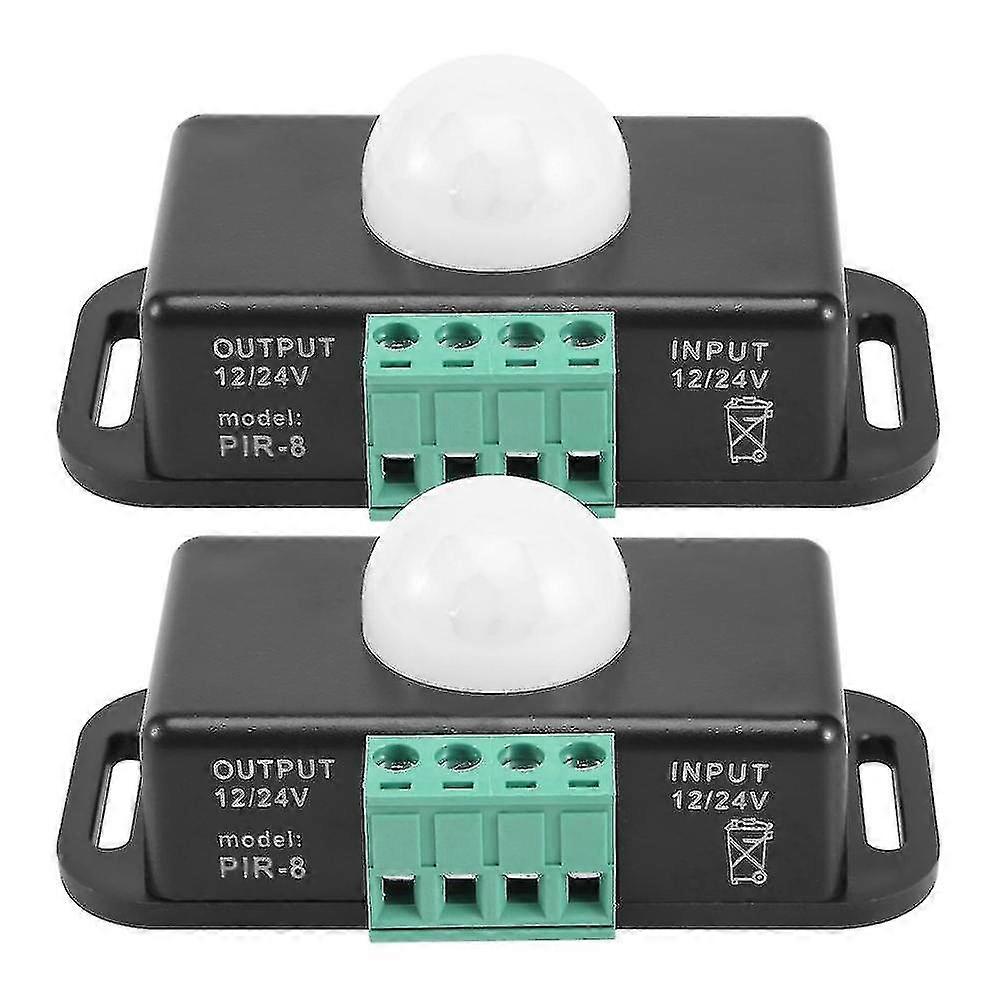 Bewegungssensorschalter, 12 V 24 V PIR-Sensor-LED für flexible LED-Lichtstreifen, 2er-Pack