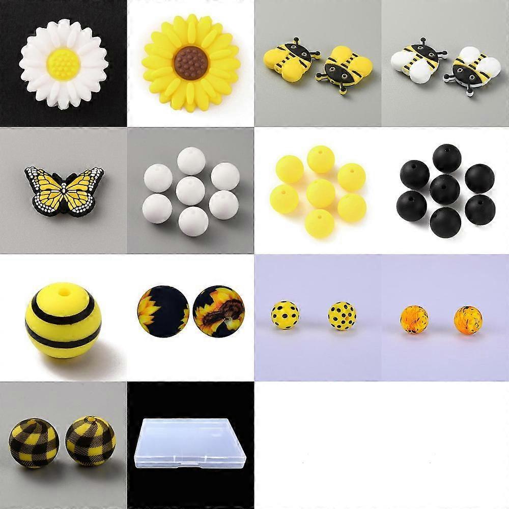 55Pcs 13 Styles Silicone Beads Silicone Teething Beads Mixed Shapes 15~30mm Hole: 2mm