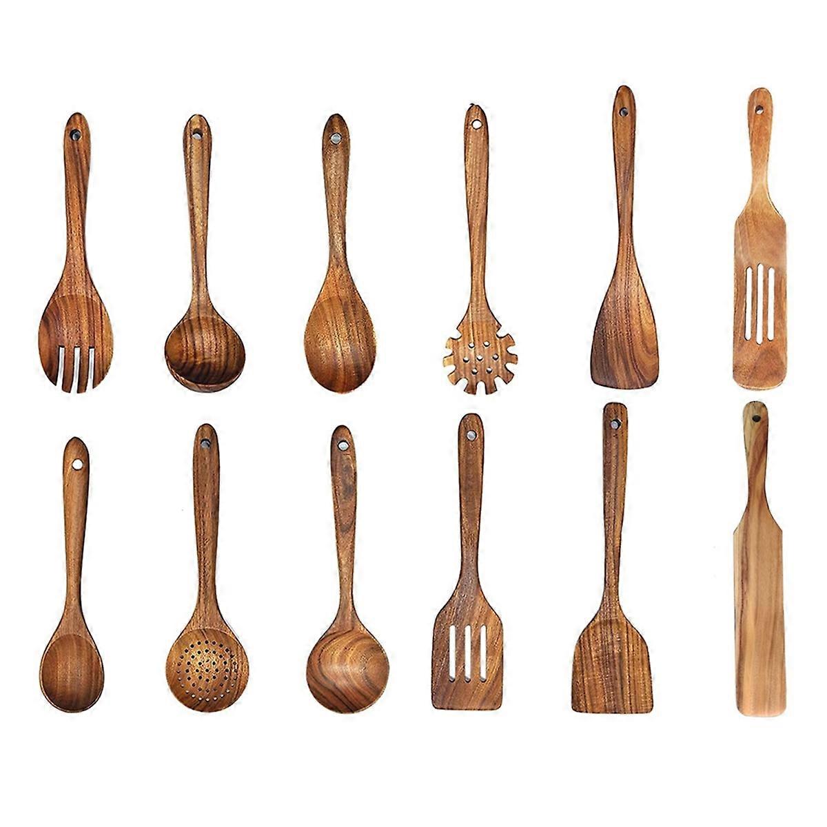 Wooden Spatula Wooden Spoon Frying Spatula Solid Wood High Temperature Resistants Soup Spoon No Paint Natural Material