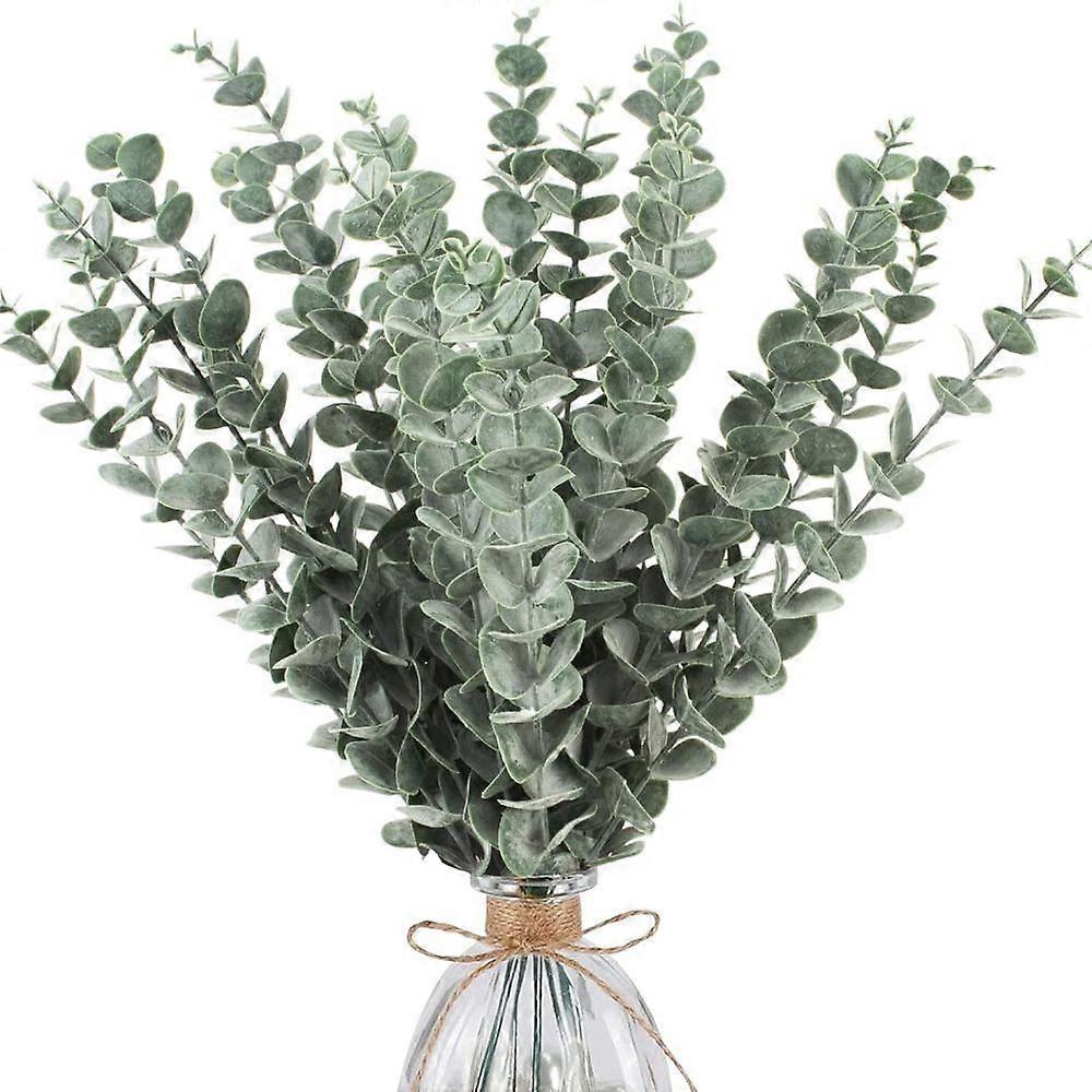 20pcs Home Decor Artificial Eucalyptus Leaves - Light Green Frosting