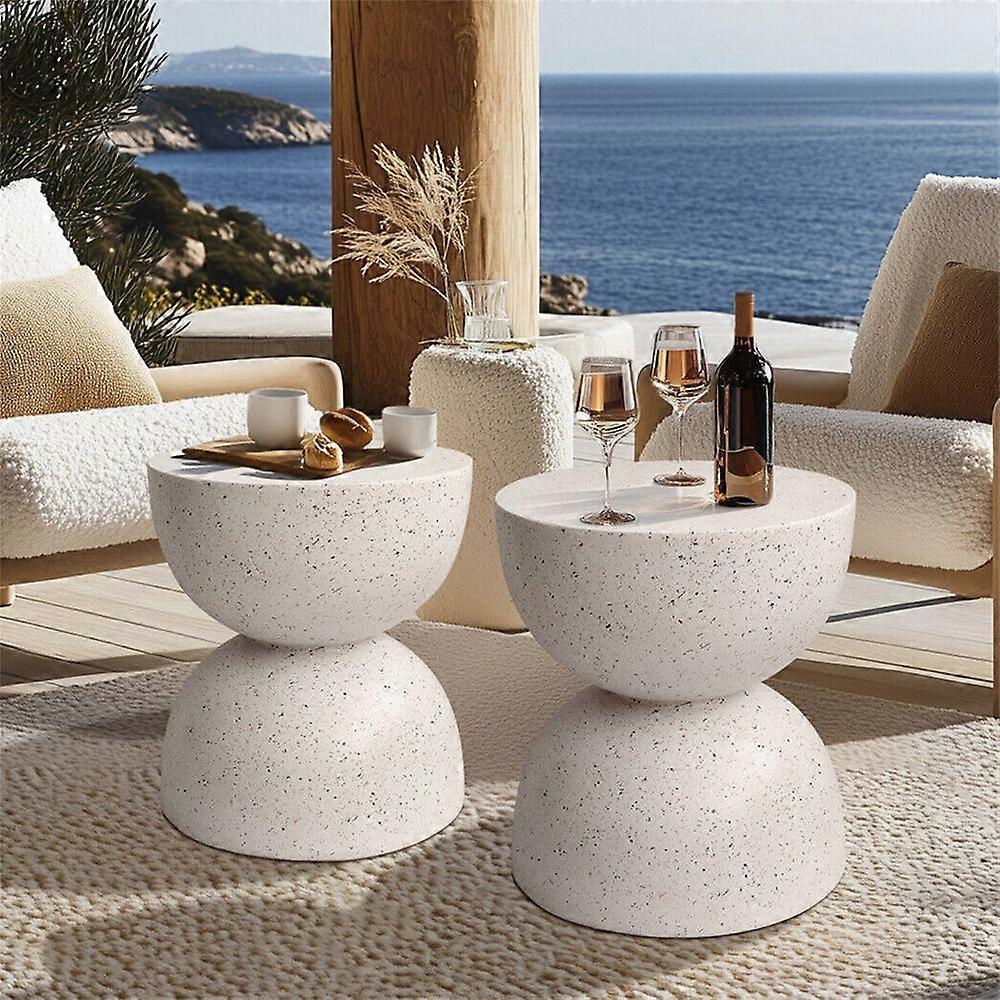 1Pcs Smooth Side Table Terrazzo End Table Magnesia Outdoor Concrete Stool Home Dcor