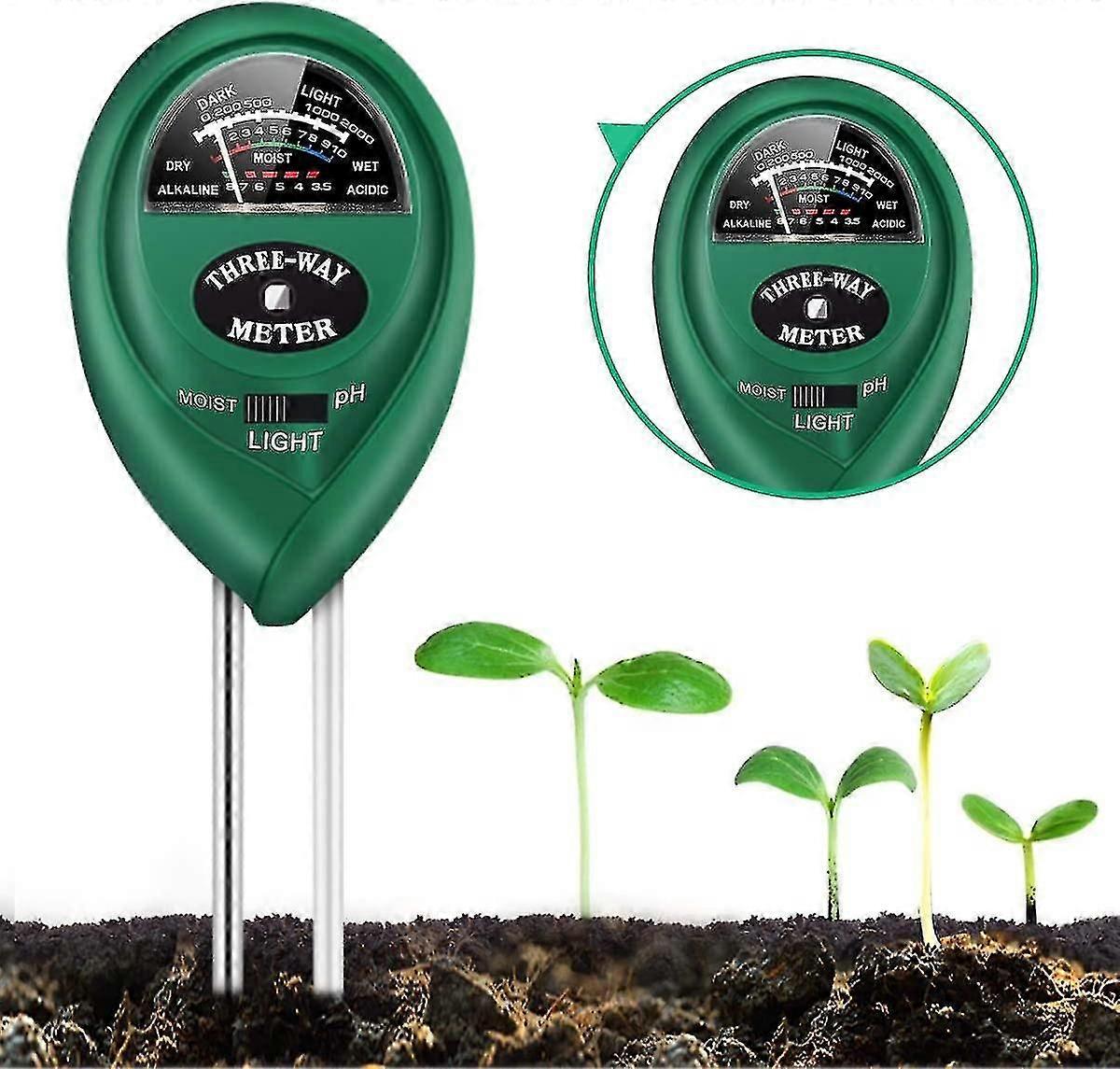 Soil Ph Meter, 3-in-1 Soil Ph Tester, Soil Moisture Meter, Plant Soil Testing Kit With Moisture/light/ph, Suitable For Lighting And Ph Testing Of Gard