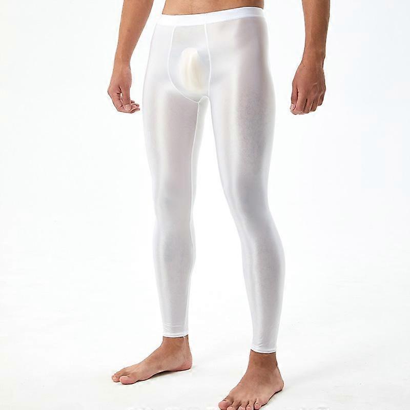 Men's Silky Smooth Sexy Tight Leggings U Convex Glossy Pants Bodybuilding Plus Size Shiny