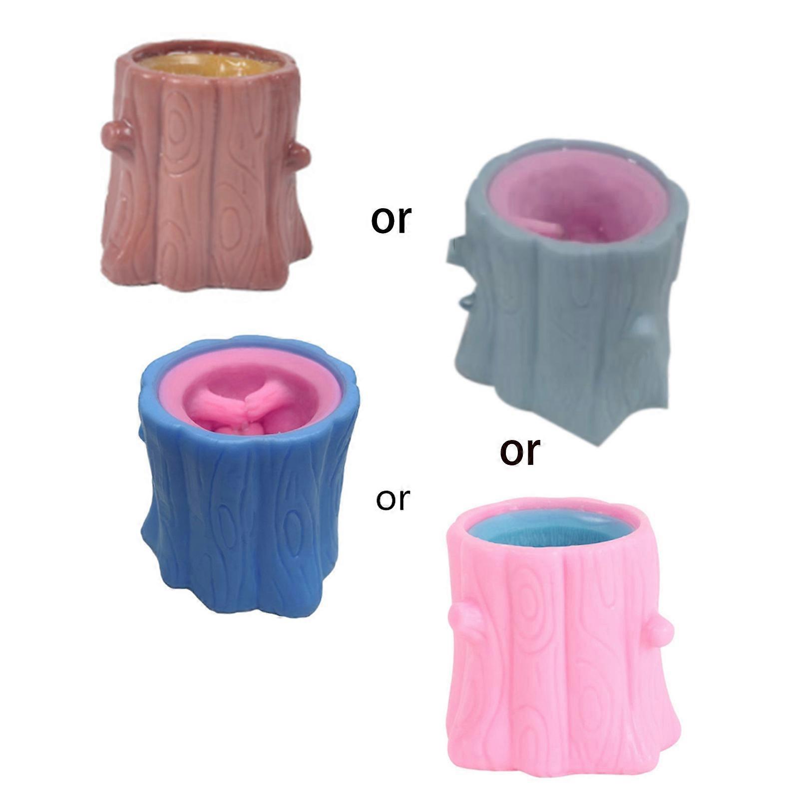 Easter Eggs Pen Container Fidget Trick Toy Anxiety Release Gadget with Bounce Out Push Bubble Toy Squirrel for Adult Blue