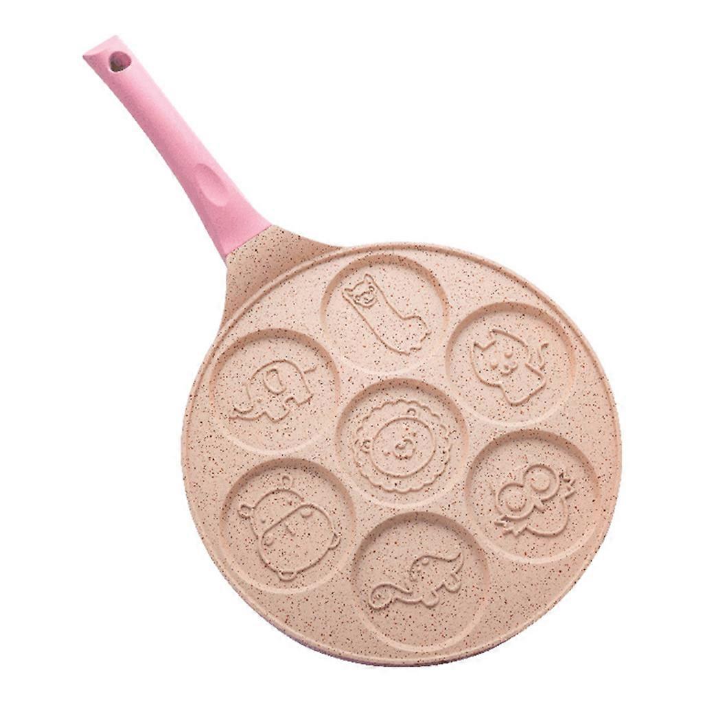 7 delikli Kahvaltı Tavası Çok Fonksiyonlu Yumurta Kızartma Tavası Kalıbı Yapışmaz Pancake Kalıbı 02 (pembe)