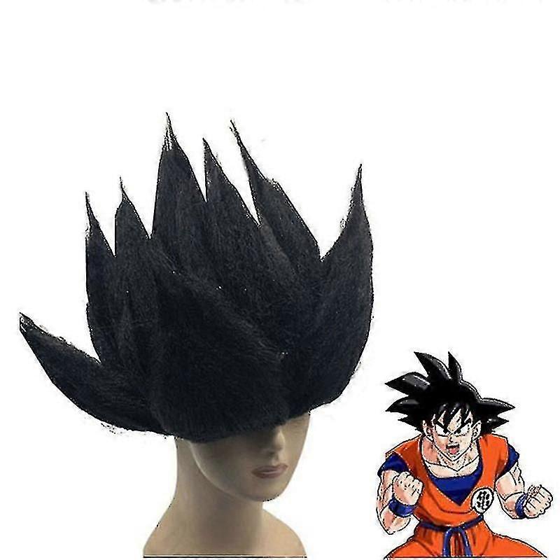 Halloween Carnaval Goku Perruque Noir Jaune Rouge Bleu Jeu De Rôle Cheveux Courts