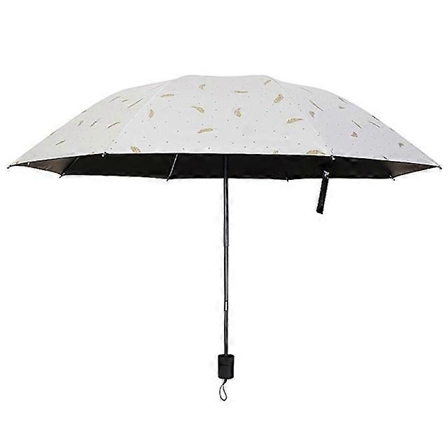 Feather Pattern Umbrella Dual-Use Three Folding Manual Control Portable Sunscreen Rain Umbrellas Windproof Parasol