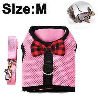 Cavia-harnas en riem Soft Mesh harnas voor kleine huisdieren met Bowknot Bell, geen trekkend comfort gewatteerd vest voor cavia's, fret, chinchilla JCK