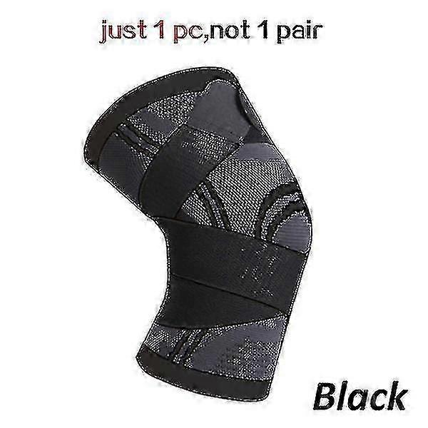 ファッションシンプルワインディング加圧通気性弾性ストラップ膝パッドアウトドアスポーツバスケットボールバレーボールブラックS