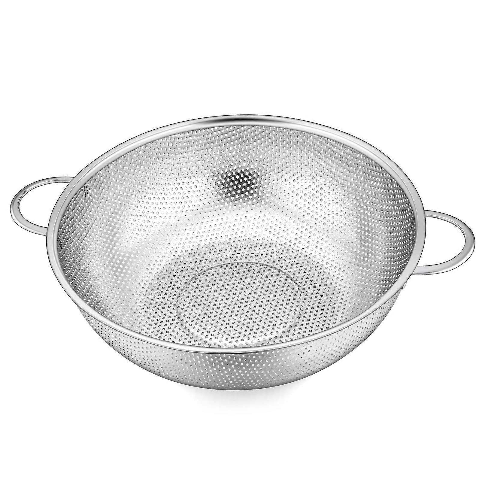 5QT Stainless Steel Micro-Perforated Colander - Multi-Use Draining, Steaming & Washing, Dishwasher Safe