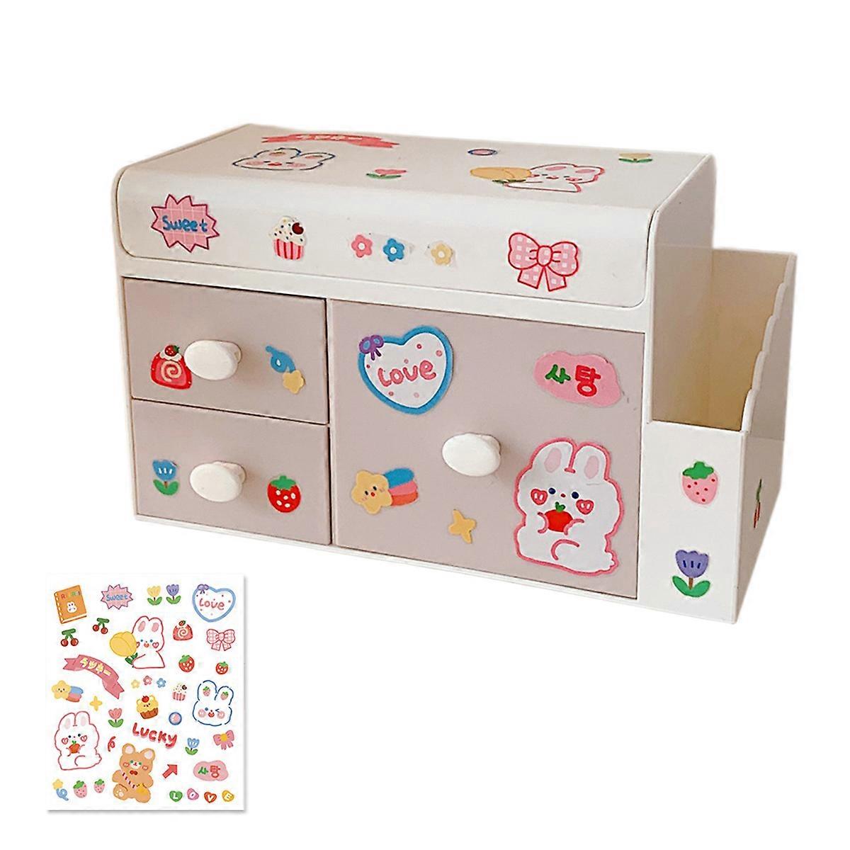 Desktop Storage Box Cute Plastic Drawer Desktop Storage Box Large Capacity Cosmetic Box for Office Home