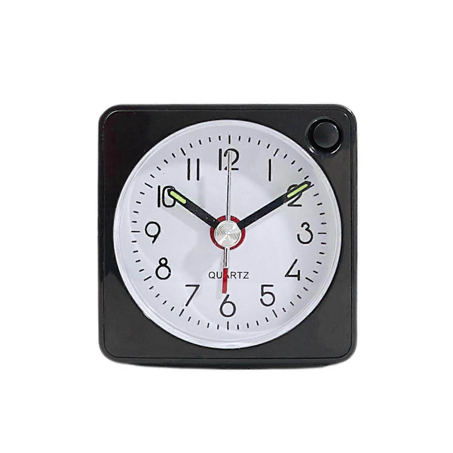 JUSTUP Alarm Clock Travel Analog Ultra Small Clock with Snooze and Light Function Super Silent Non Ticking --- Black