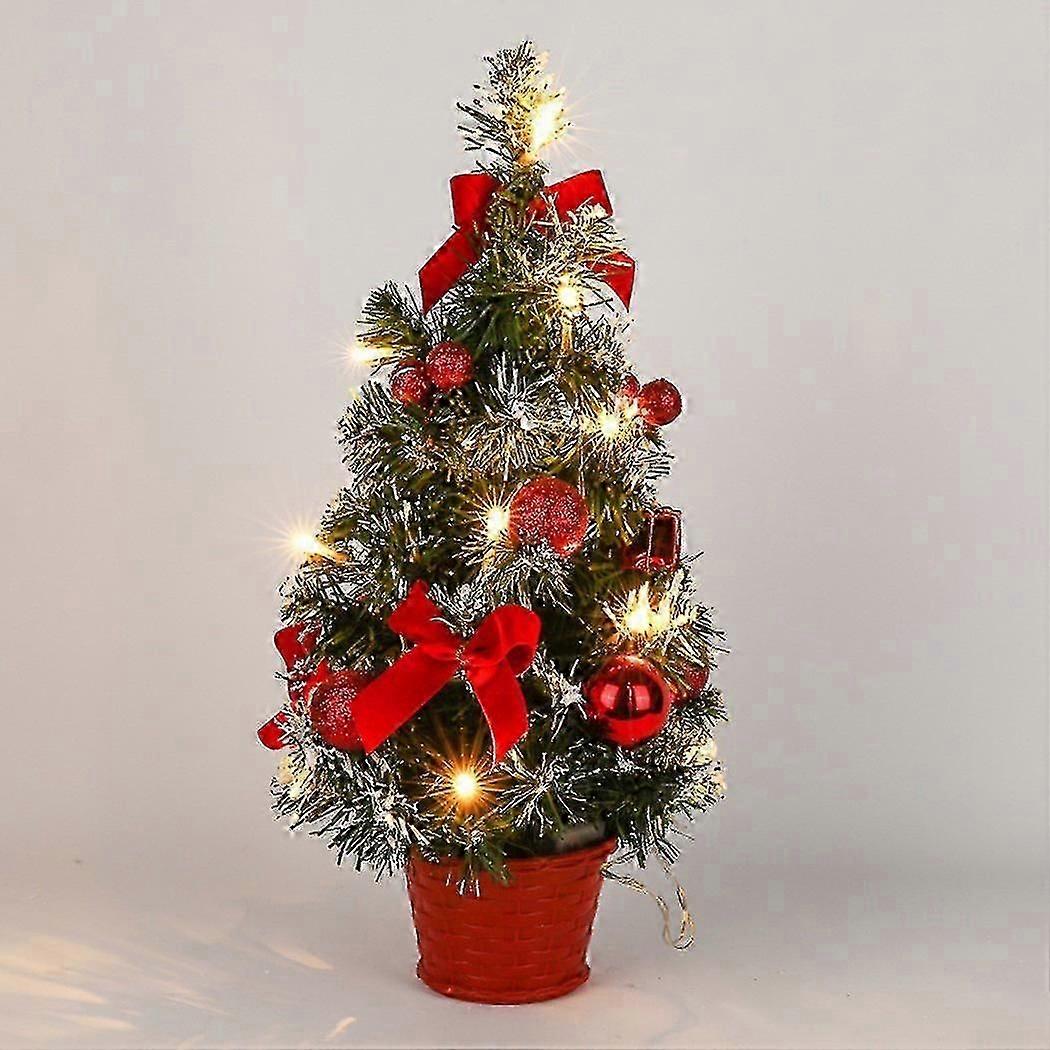New,suitable Mini Christmas Tree Christmas Desktop Artificial Decoration Christmas Tree With Led Lights Red