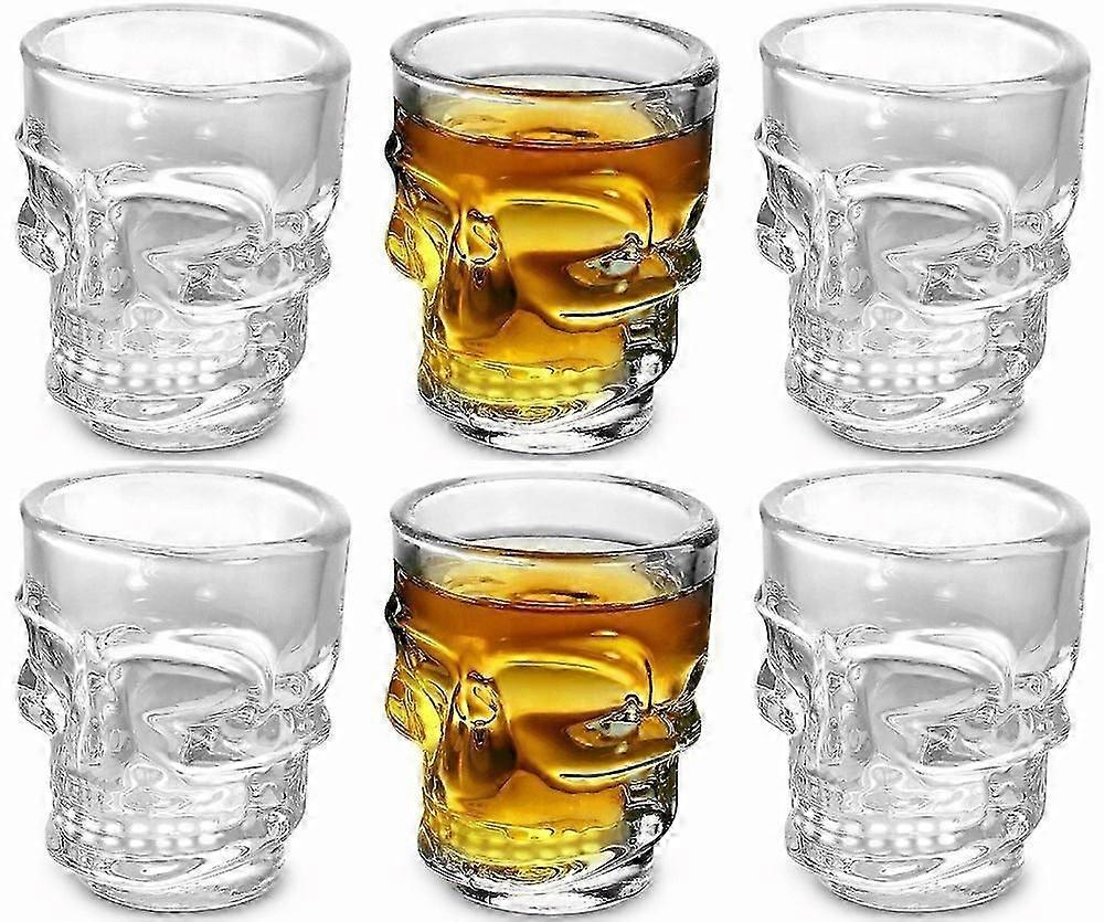 6PCS 45ml Skull Shot Glasses, Set of 6, 1.5 oz, Clear