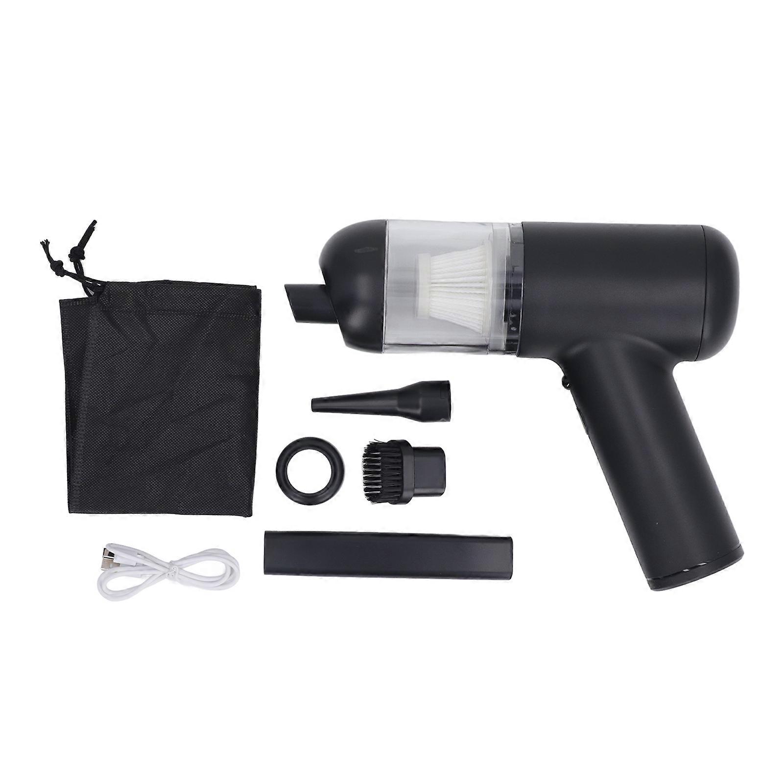 Car Vacuum Cleaner 2 Speeds 6000Pa Cordless Rechargeable Multifunctional Car Vacuum with 4 Nozzles Filter DC 5V Black