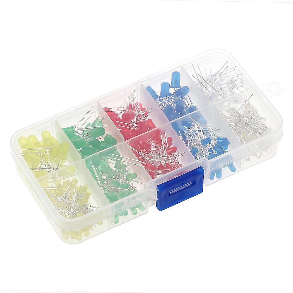 300pcs 3mm 5mm Assorted Color 2-pin Diffused LED Light Emitting Diodes Set with 5 Colors Electronic Components