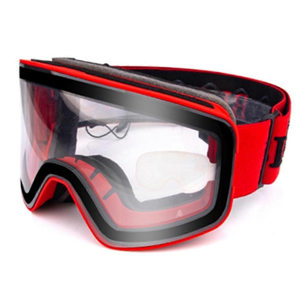 BLOCK MAN 292 Adults Color-Changing PC Skiing Goggles Snow Snowboard Skating Glasses-Red