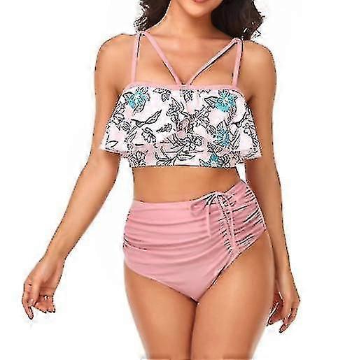 Bikini Sexy High Waist Swimsuit Peplum Edge Drawstring Swimsuit Women