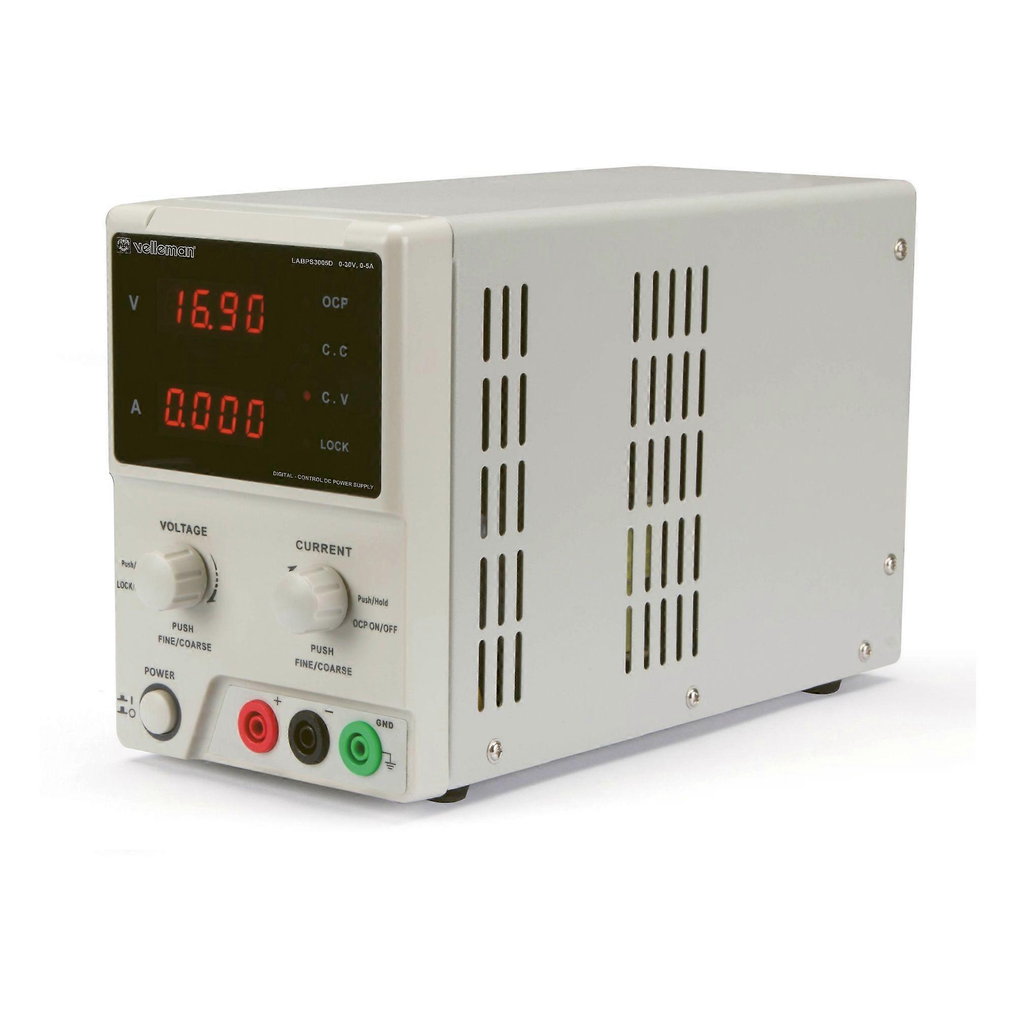 Fuente de alimentación de laboratorio Velleman, fuente de alimentación de CC variable, ajustable, 0-30 VDC/0-5 A,
