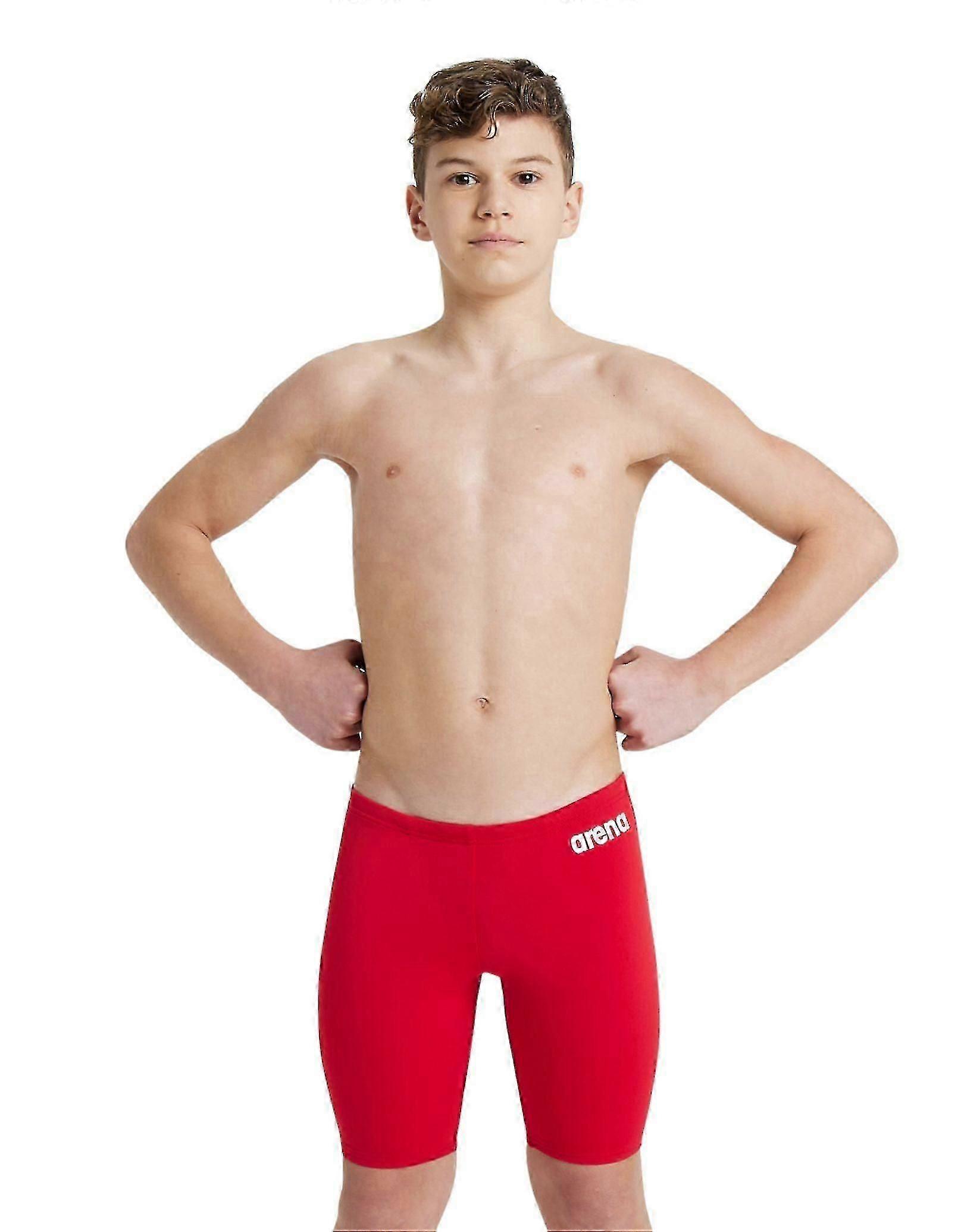 Chłopcy Team Solid Swim Jammer - Czerwony/Biały