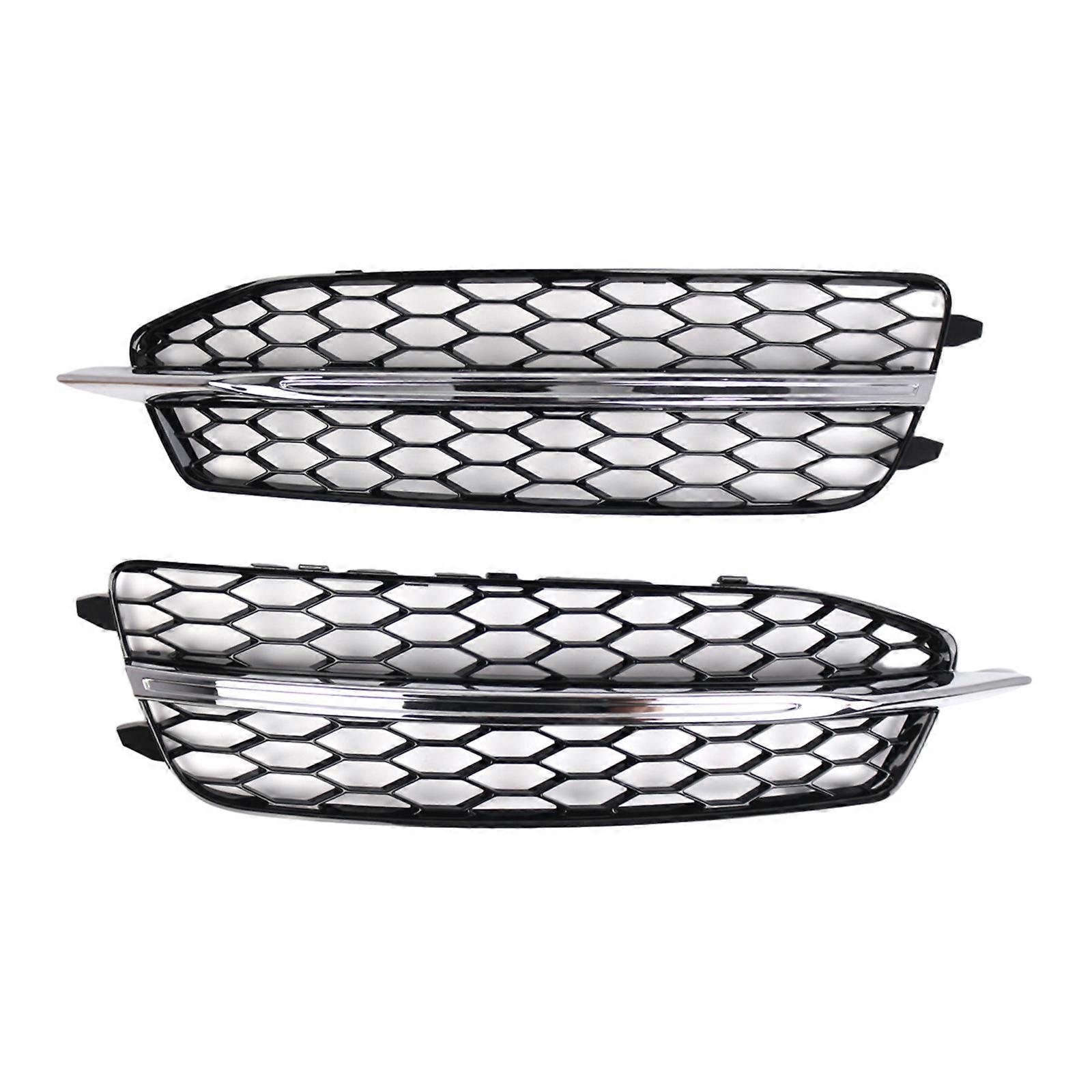 Compatible for C7 4G0807681D 4G0807682D Car Left + Right Front Bumper Lower Fog Light Vent GrillesGrill Mesh Frame Cover