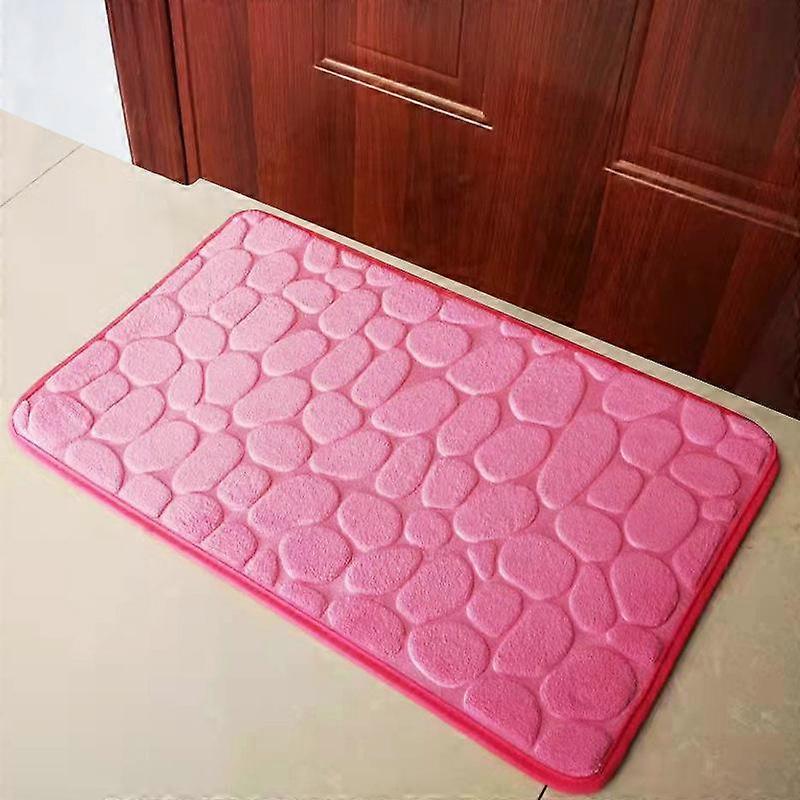 1pc Bathroom carpet toilet floor mat coral velvet non-slip mat toilet floor mat cobblestone printed mat household
