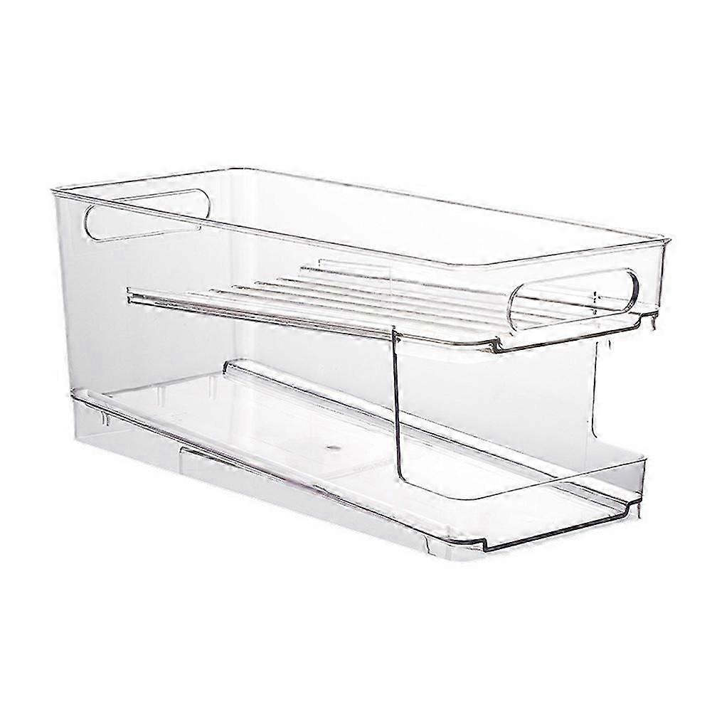 2-Layer Refrigerator Can Organizer - Automatic Rolling Beverage Storage Box for Soda, Beer, Fridge