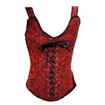 Boned Waistcoat Waist Corset Top Bustier Overbust Lingerie Lace Plus Size Brocade Women Sexy Vintage Halloween Costume  White M