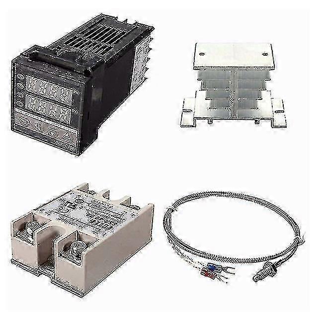 وحدة تحكم في درجة الحرارة الرقمية 220 فولت pid rex-c100 + max.40a ssr + k مزدوجة حرارية ، مجموعة وحدة تحكم PID