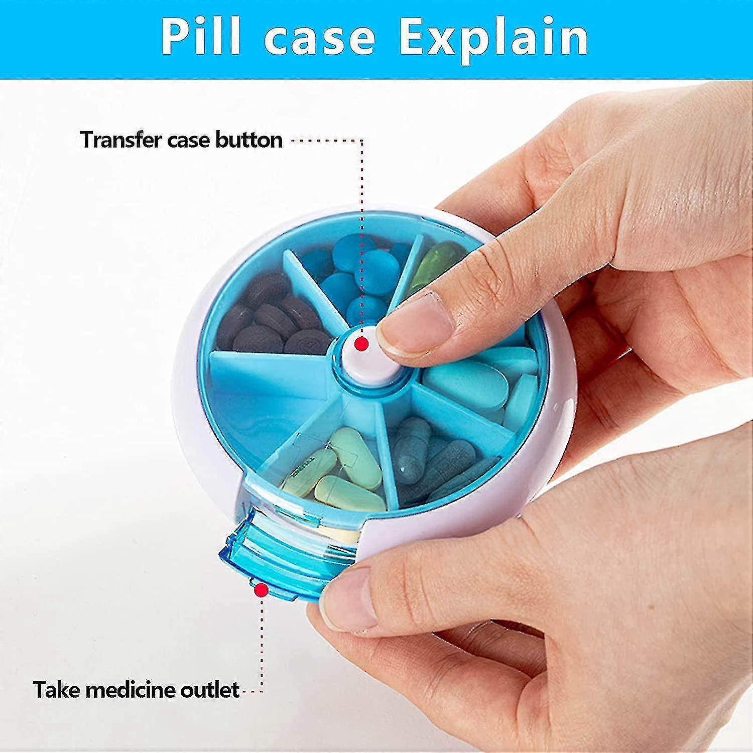 Pill Cases WeeklyPill Organizer 7 Day 3 Times Medicine Pill Dispenser Push Button Rotate Pill Planner with 7 Compartments