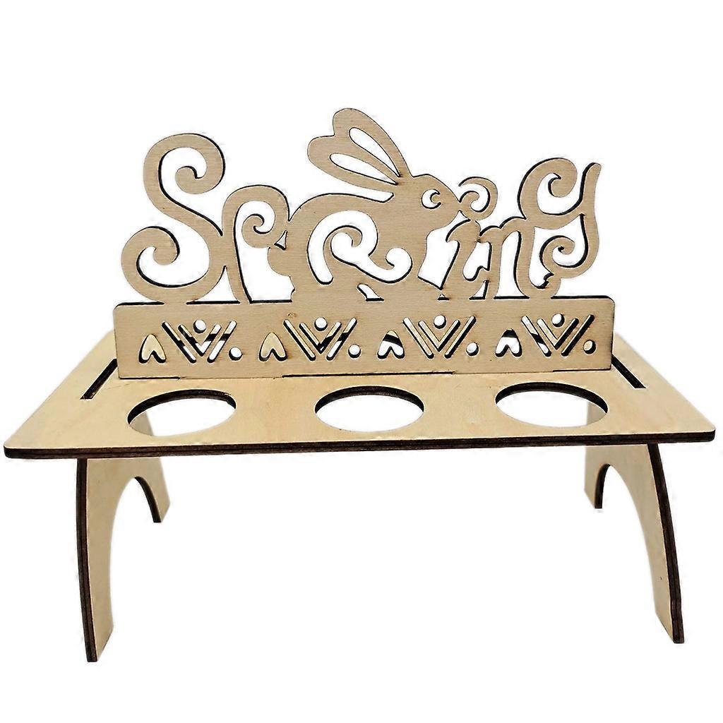 DIY Wooden Easter Egg Holder Bunny Chicken Pattern Rack Display Stand Decoration