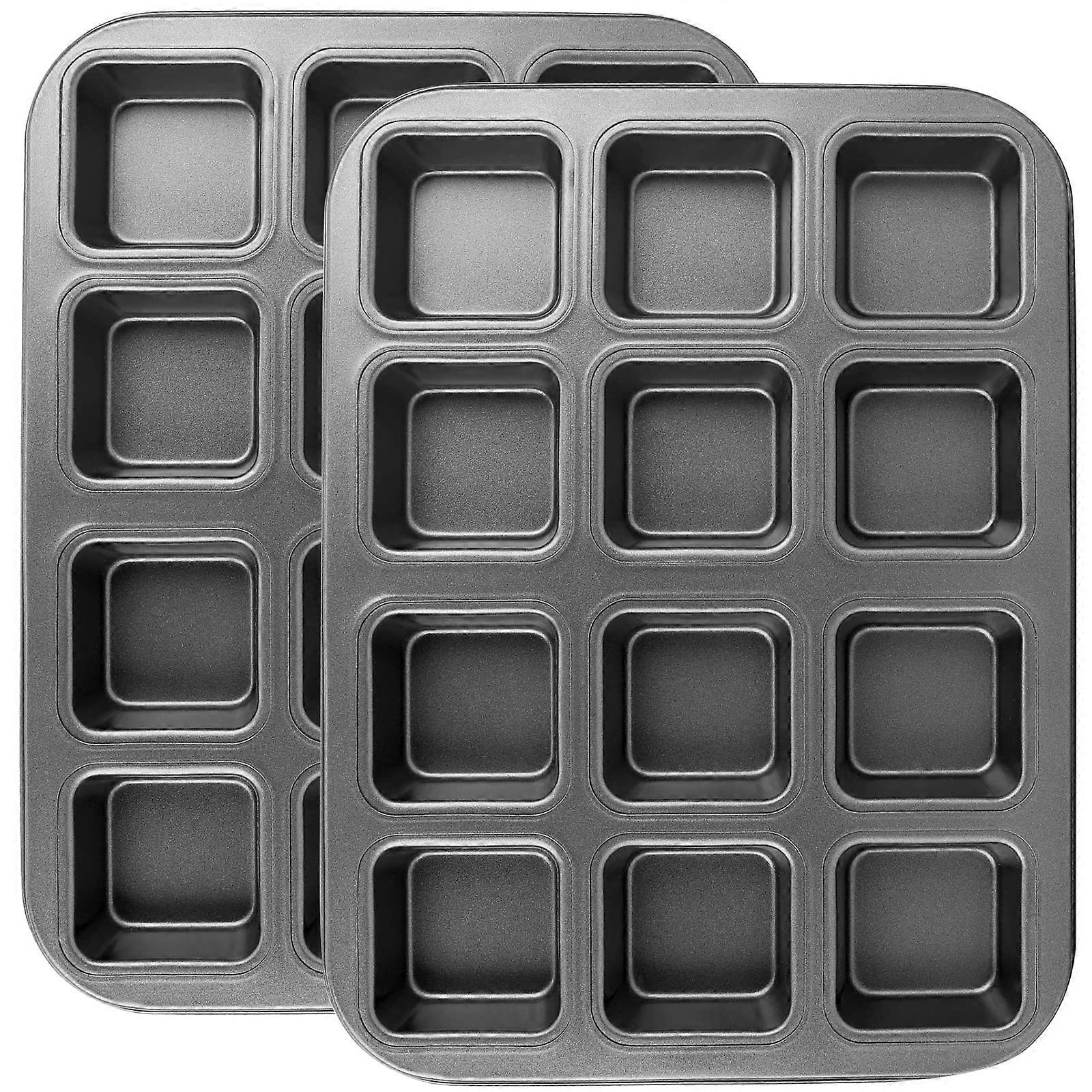 Brownie Pan with Separator, 2 All Edges Set Square Non-Stick Cupcake Brownie Pans, 9x9 Inch, Durable Bakeware