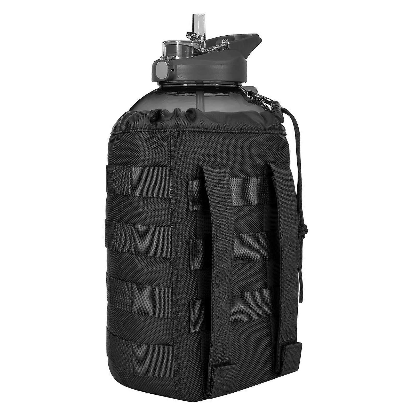 Water Bottle Holder Molle Pouch, Tactical Sports Water Bottle Carrier Bag with Drawstring Top & Mesh Bottom for Hiking and Walking