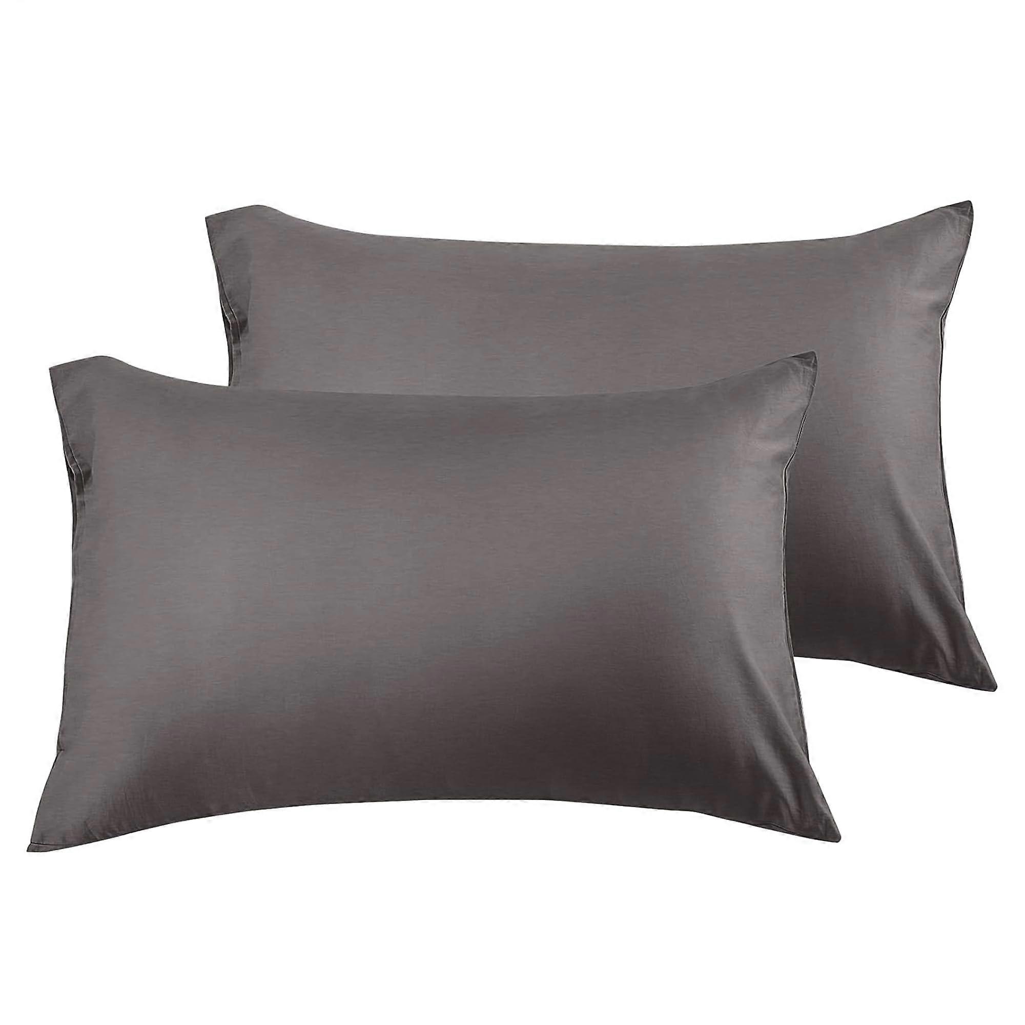 Pillow Cases Queen Size Set of 2, Dark Grey Cooling Pillow Covers with Envelope Closure for Hot Sleepers