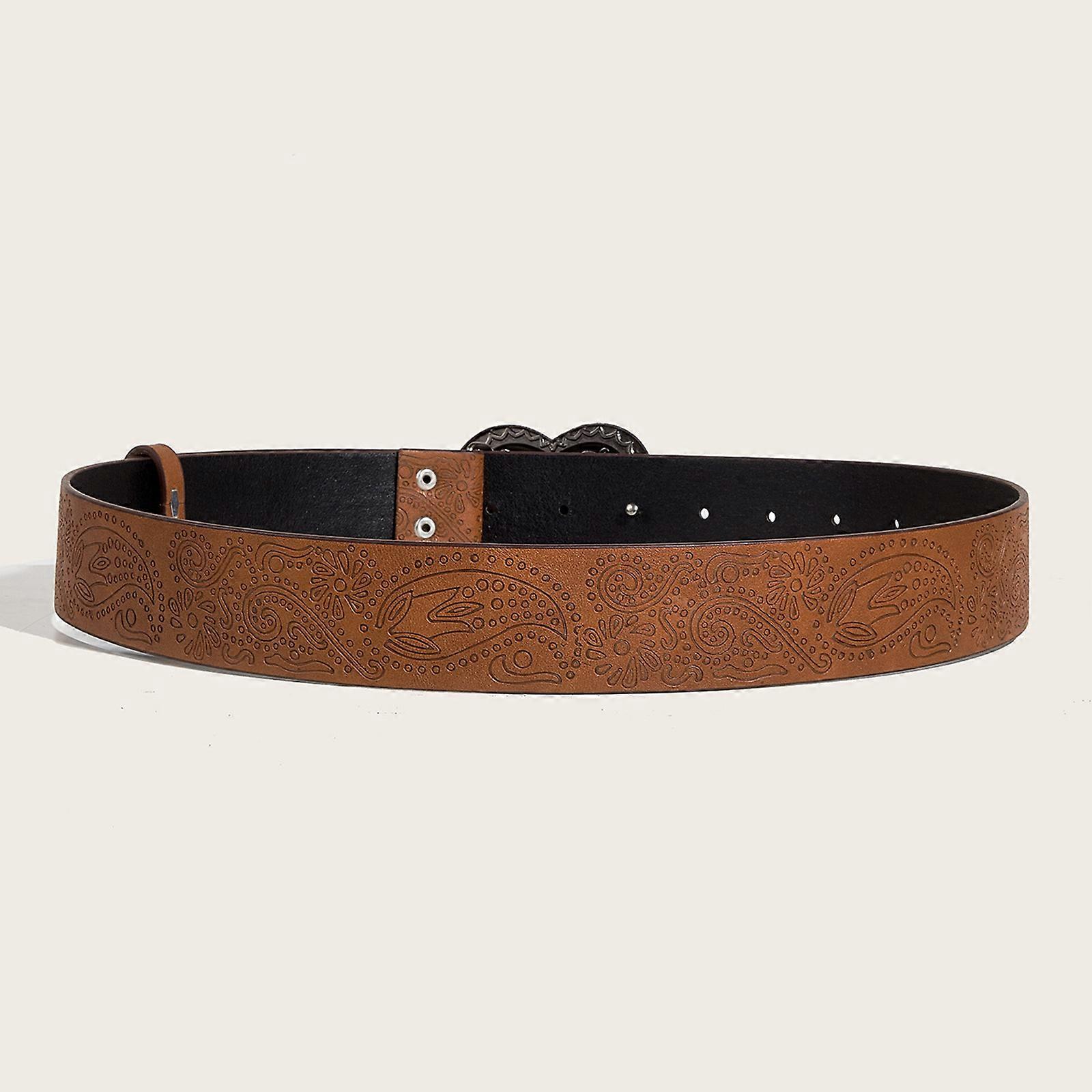 Ceinture Femme à Boucle Cœur – Cuir PU Réglable – Noir/rouge/café – Longueur 103 Cm – Style Personnalisé - 13