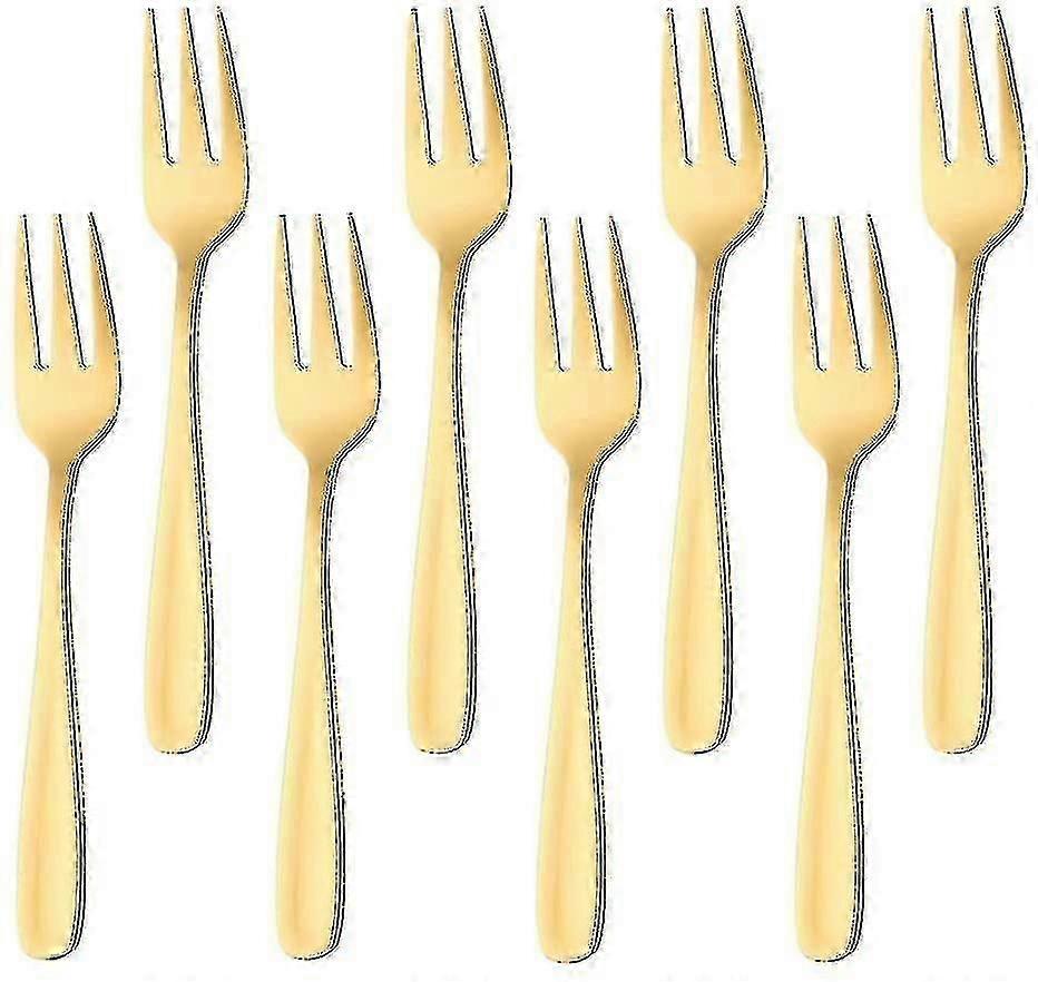 Gold Stainless Steel 8 Pcs Kitchen Craft Cake Fork Set