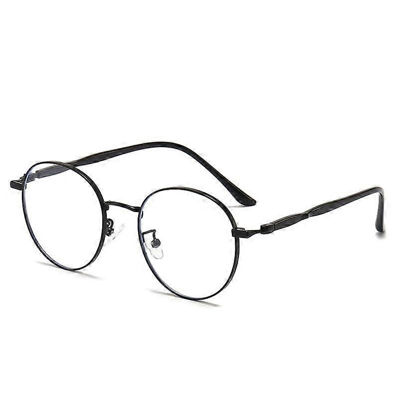 Reading Glasses For Computer Use Unisex Designer Round Eyeglasses Black +250 Anti Eye Strain Flat Light Mirror