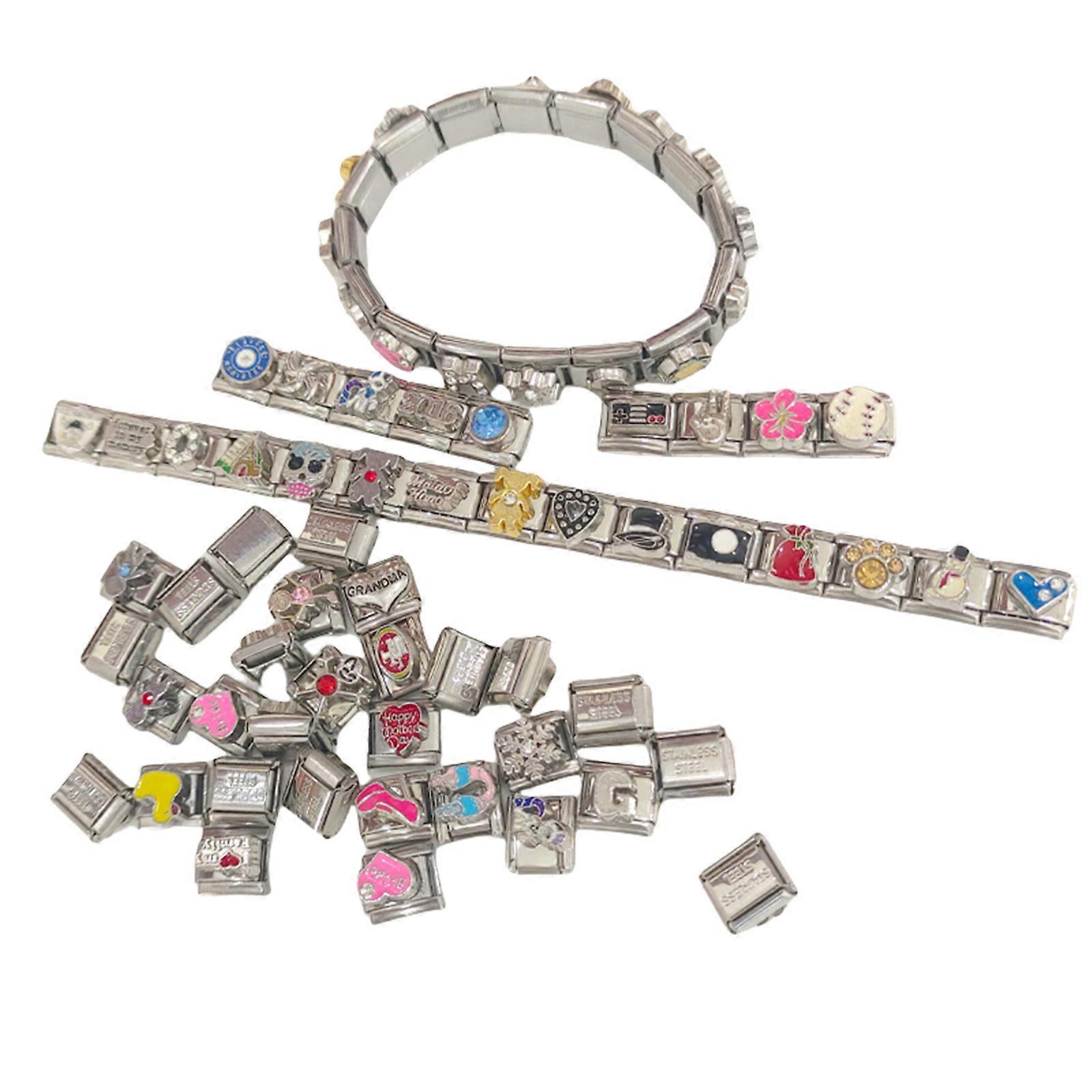 100Pcs Elegant Italian Charm Bracelet Module Stainless Steel Links for Handchain Fashionable Wristband Components